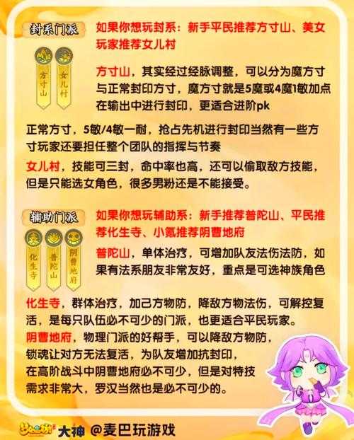 2025年梦幻西游手游平民玩家门派选择指南